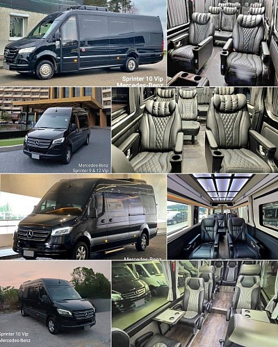Rent a car with driver, Benz Sprinter, 25,000 baht per day, gas including expressway, 1 day, 10 hours, more than 10 hours, OT 1,000 baht per hour.
